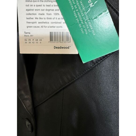 New Terra Leather Coat in Black Deadwood Size US 6 - Picture 6 of 12